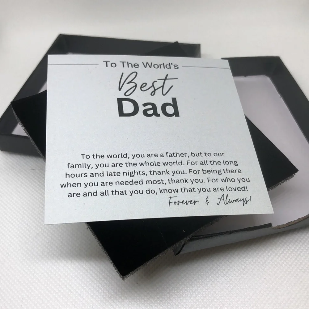 Gift for Dad “Worlds Beat Dad” Silver Tone 20” Chain Necklace with Gift Box